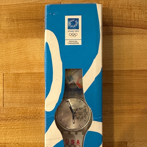 VTG Swatch Athens 2004 Olympics, USA watch New in Box/sleeve UNISEX NEVER WORN! - Picture 2 of 9